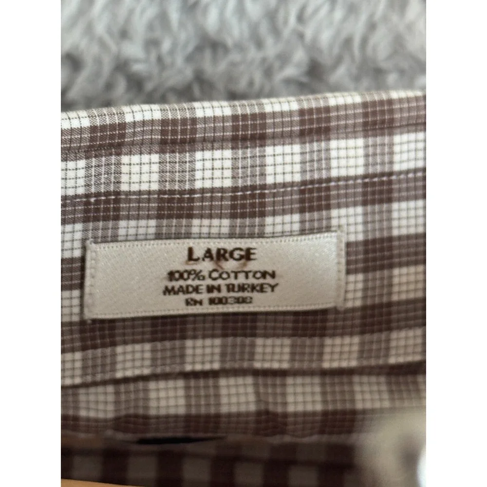 Peter Millar Long‎ Sleeve Button Down Shirt Mens Large Plaid Brown L